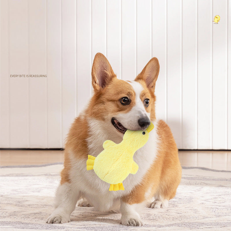 Dog Soft Squeaker Toy No Stuffing Yellow Duck Plush Chew Toy