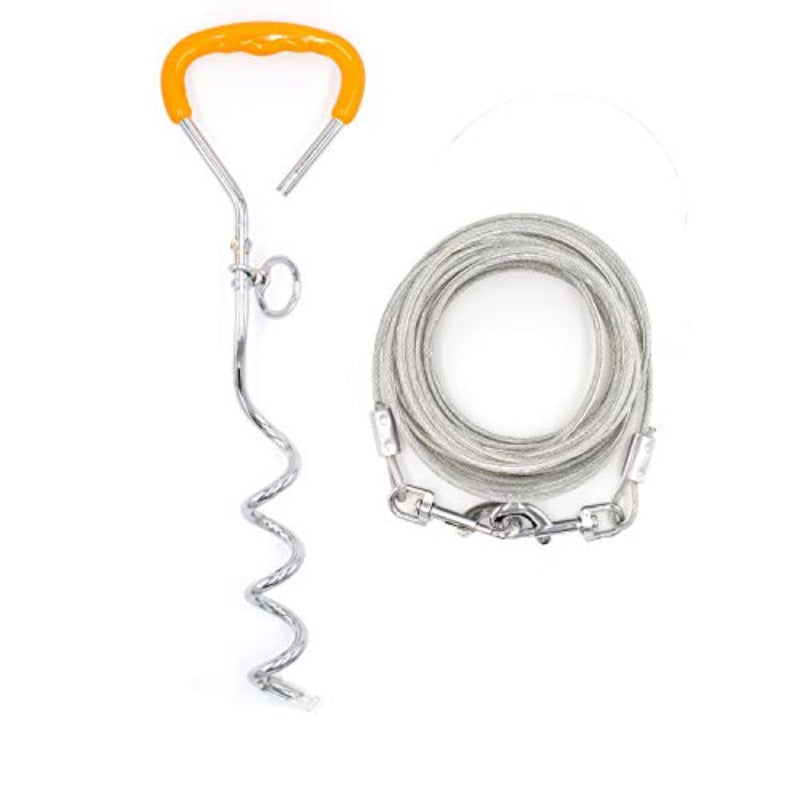 Outdoor Dog Fixed Pile Dog Tie Out Cable and Stake