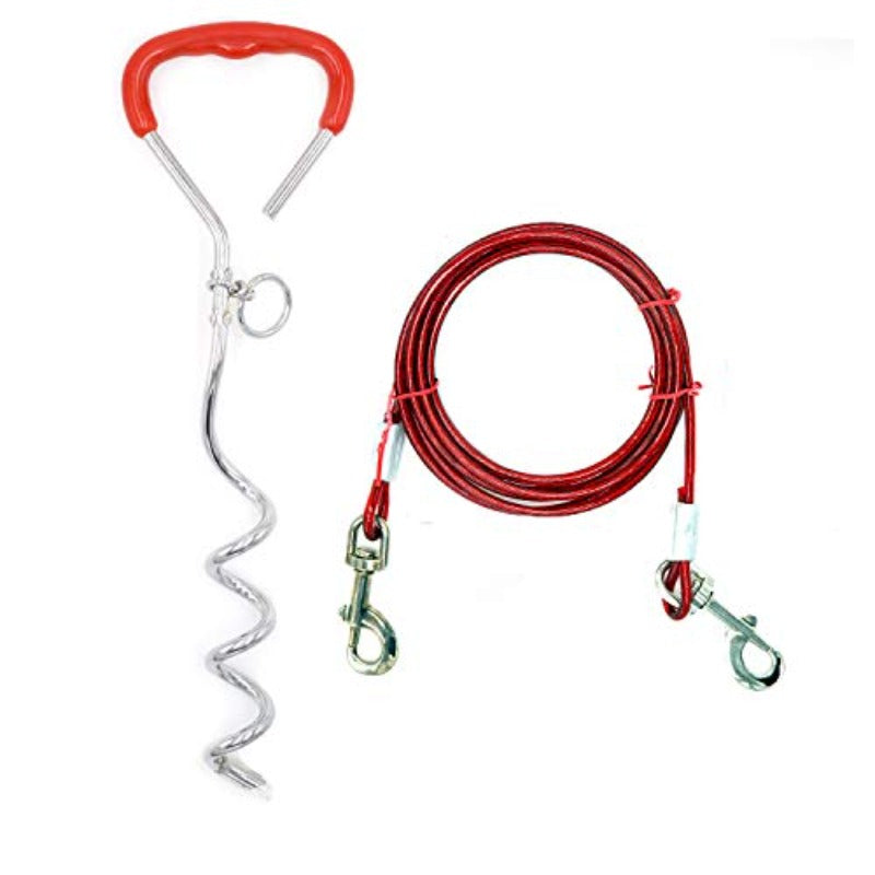 Outdoor Dog Fixed Pile Dog Tie Out Cable and Stake