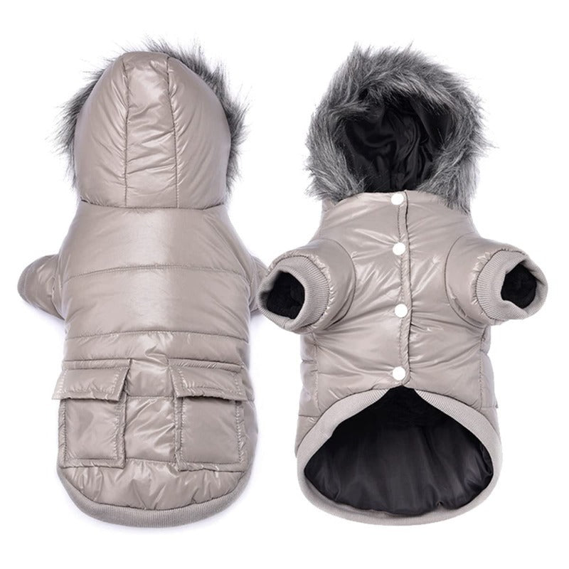 Dog Warm Coat Pet Dog Down Jacket Outdoor Snow Hoodie Jacket with Double Pockets