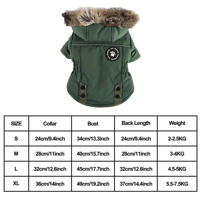 Dog Winter Coat Windproof Warm Thick Dog Jacket With Hood
