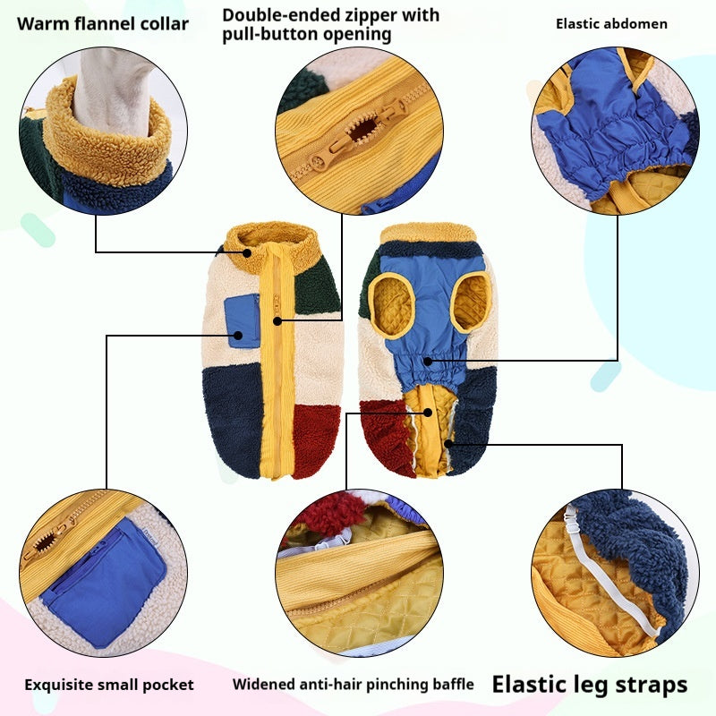 Dog Clothes Autumn And Winter Zipper Cotton Dog Coat Warm Cotton Jacket Winter Vest