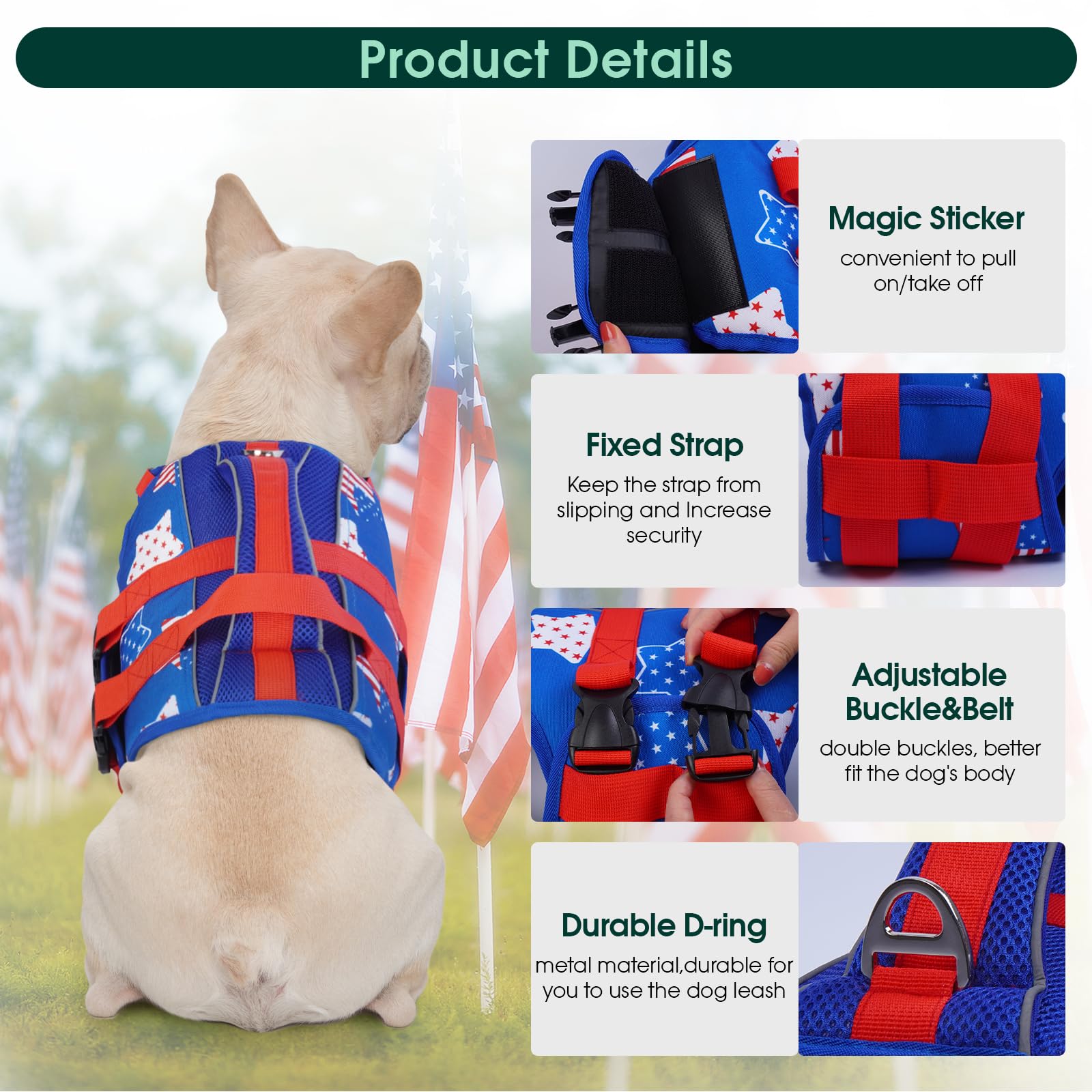 Dog Life Jacket High Flotation Dog Life Vest With Reflective & Rescue Handle For Swimming Boating