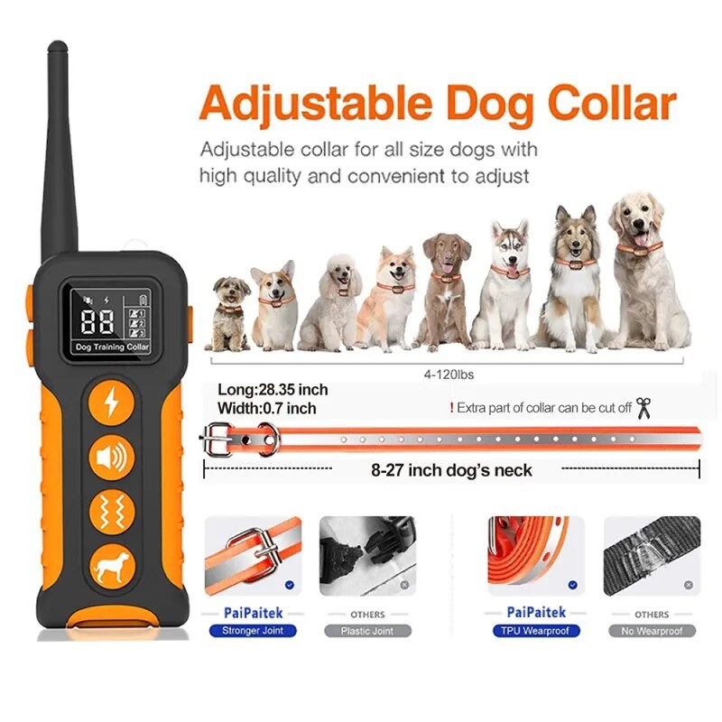 Electric Dog Training Collar With Remote Control With 9 Different Sounds Rechargeable Waterproof Anti Barking Collar