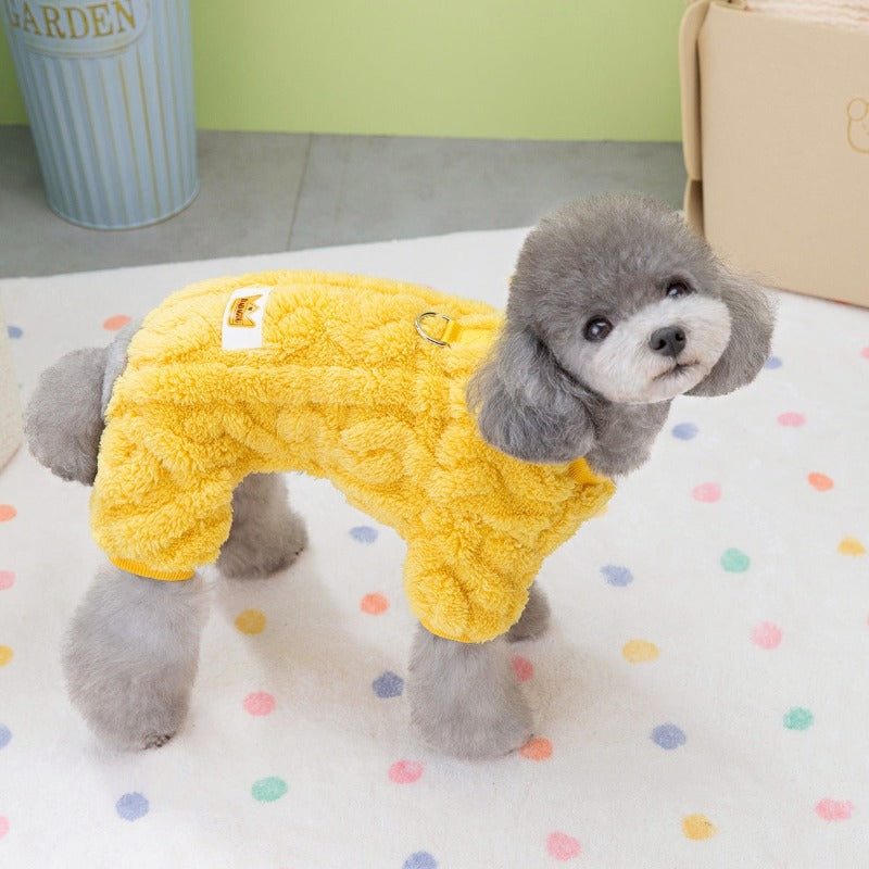 Fleece Pet Dog Jumpsuit Winter Warm Pajamas French Bulldog Costume