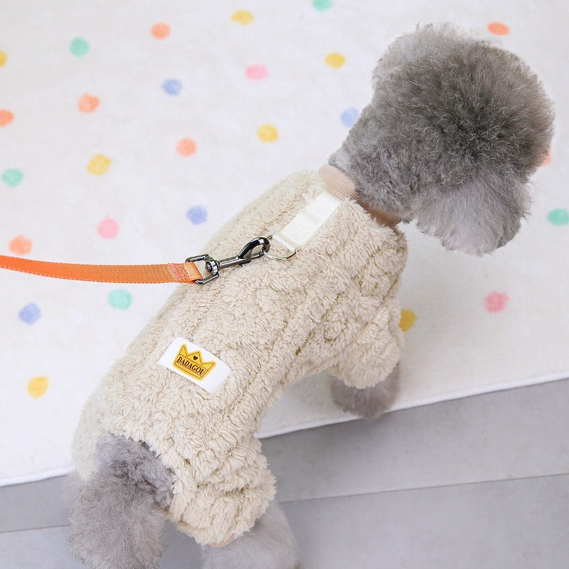 Fleece Pet Dog Jumpsuit Winter Warm Pajamas French Bulldog Costume