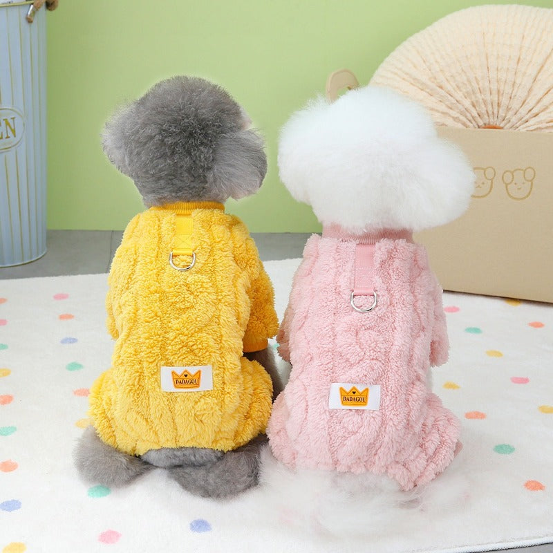 Fleece Pet Dog Jumpsuit Winter Warm Pajamas French Bulldog Costume