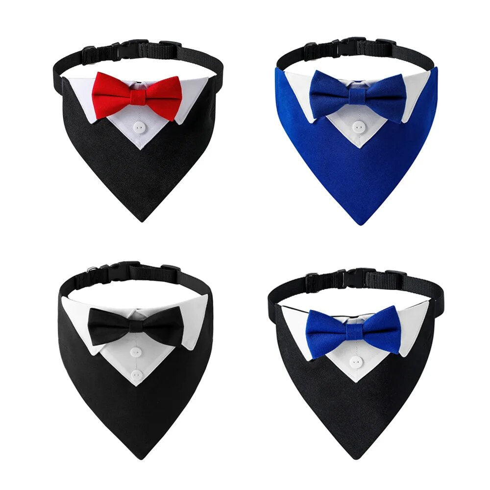 Formal Pet British Wedding Party Suit Scarf Bow Tie Collar Dog Triangle Towel