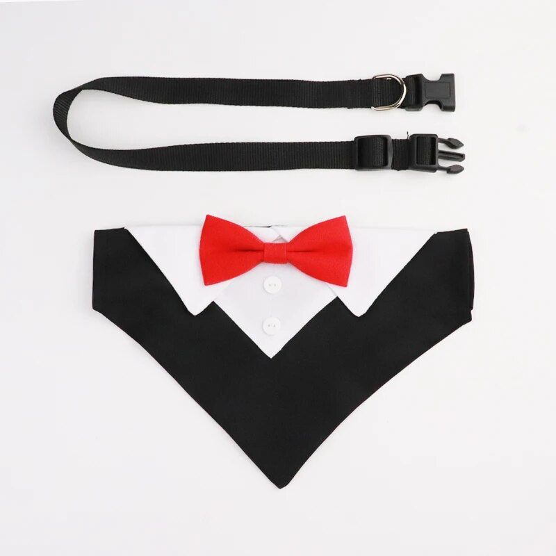Formal Pet British Wedding Party Suit Scarf Bow Tie Collar Dog Triangle Towel