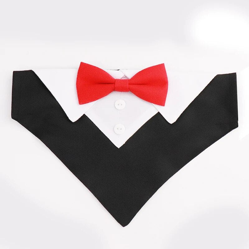 Formal Pet British Wedding Party Suit Scarf Bow Tie Collar Dog Triangle Towel