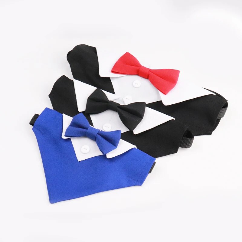 Formal Pet British Wedding Party Suit Scarf Bow Tie Collar Dog Triangle Towel