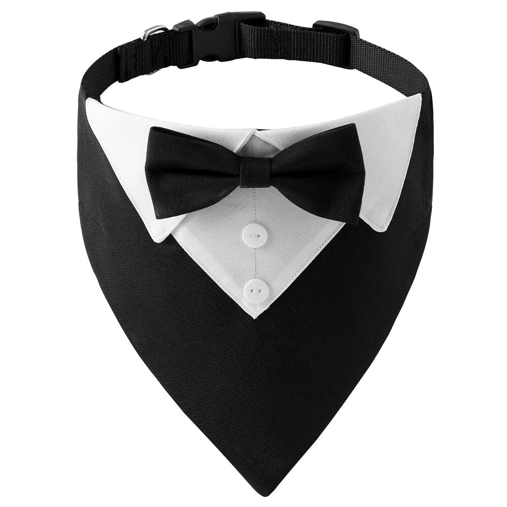 Formal Pet British Wedding Party Suit Scarf Bow Tie Collar Dog Triangle Towel