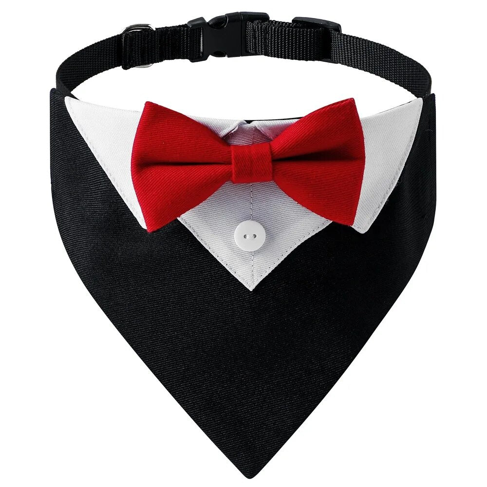 Formal Pet British Wedding Party Suit Scarf Bow Tie Collar Dog Triangle Towel