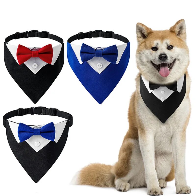 Formal Pet British Wedding Party Suit Scarf Bow Tie Collar Dog Triangle Towel