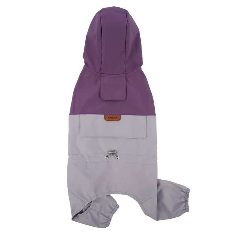 Four-Legged Waterproof Dog Raincoat with Night Reflective Strip and Hat Hooded Rain Coat Jacket