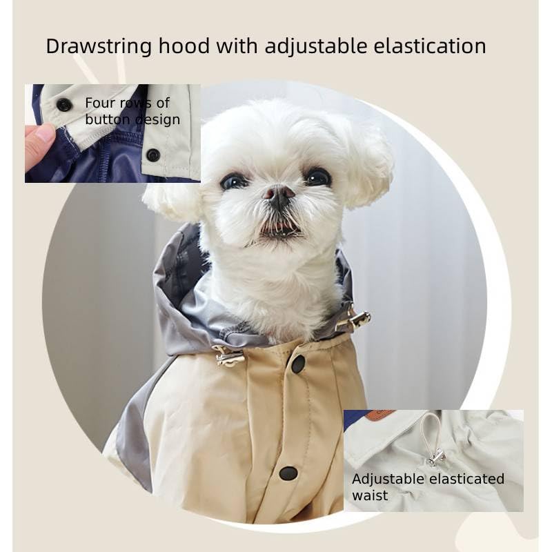 Four-Legged Waterproof Dog Raincoat with Night Reflective Strip and Hat Hooded Rain Coat Jacket
