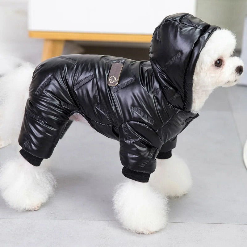 Fullbody Dog Coat with Winter Warm Fleece Lining Waterproof Windproof Dog Jacket Hooded Snowsuit