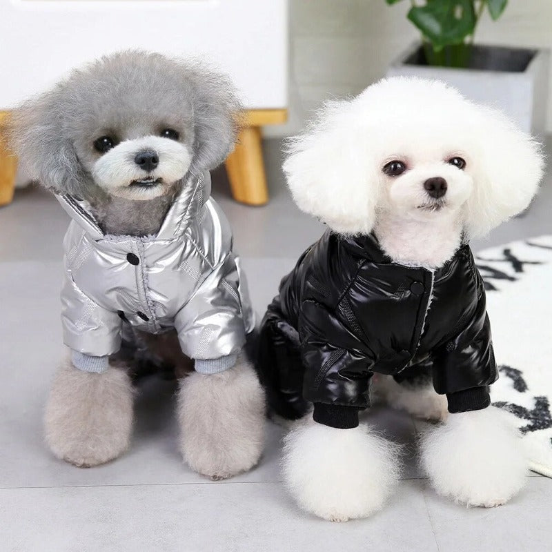 Fullbody Dog Coat with Winter Warm Fleece Lining Waterproof Windproof Dog Jacket Hooded Snowsuit