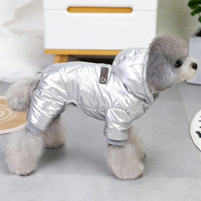Fullbody Dog Coat with Winter Warm Fleece Lining Waterproof Windproof Dog Jacket Hooded Snowsuit