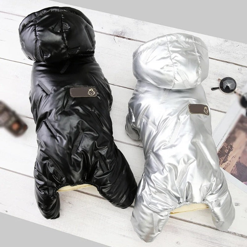 Fullbody Dog Coat with Winter Warm Fleece Lining Waterproof Windproof Dog Jacket Hooded Snowsuit