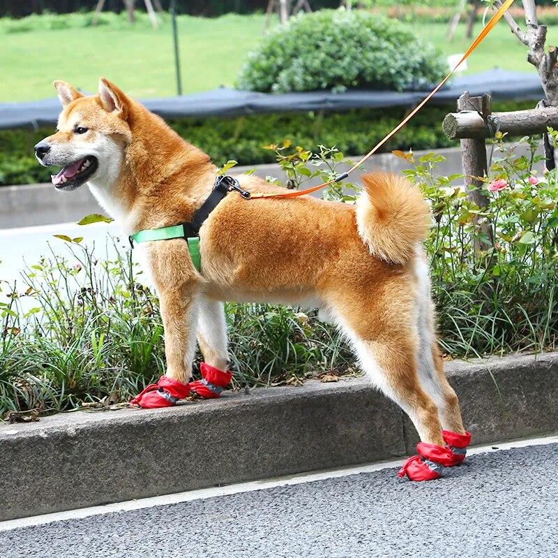 4pcs Autumn and Winter Fleece Thickened Dog Shoes Rain Boots