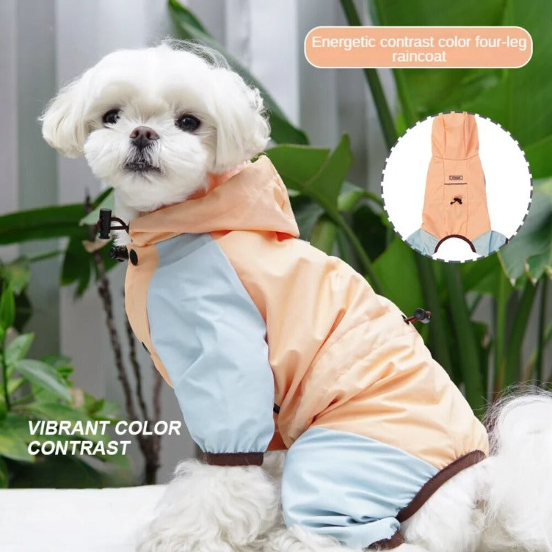 Dog Hooded Raincoat Waterproof and Reflective Dog Rain Coat