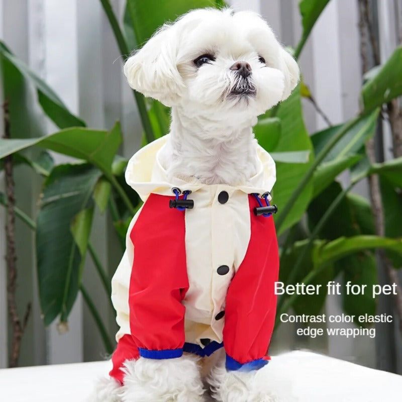 Dog Hooded Raincoat Waterproof and Reflective Dog Rain Coat