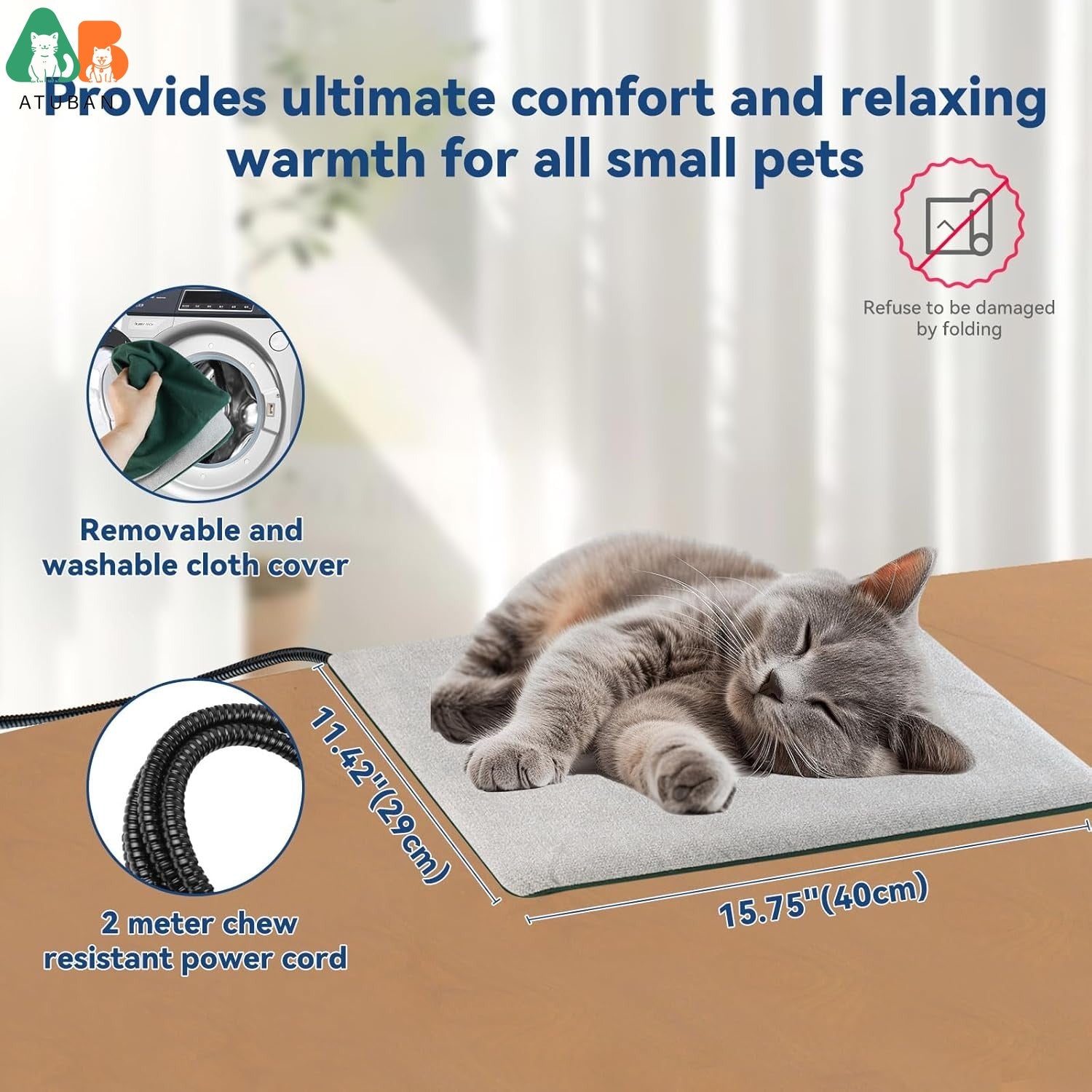 Indoor Outdoor Cat Heating Pad Intelligent Timed Temperature Control Pet Heating Mat
