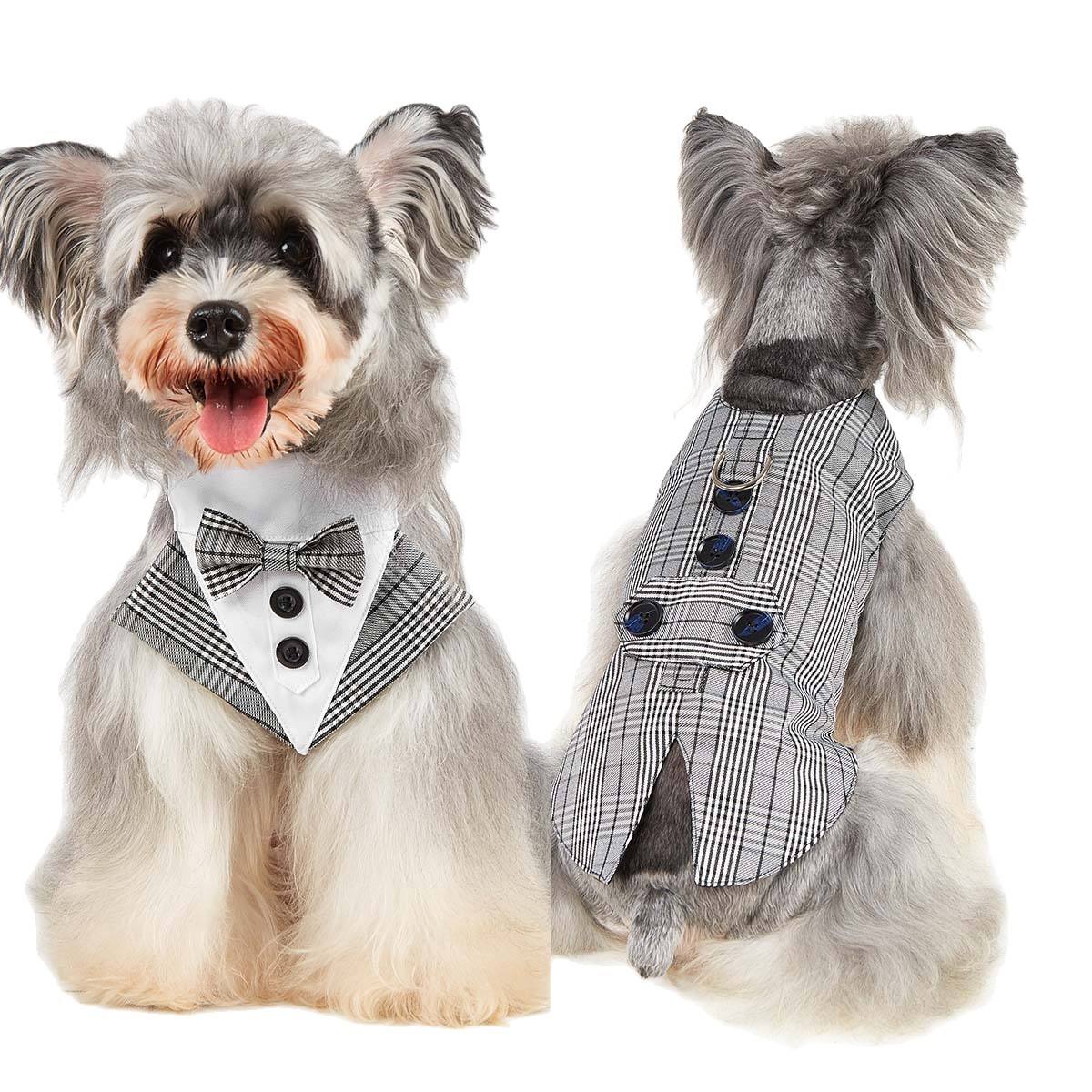 Formal Coats Pet British Wedding Apparels Puppy Costume Jackets with Suit Tuxedo Collar Sets