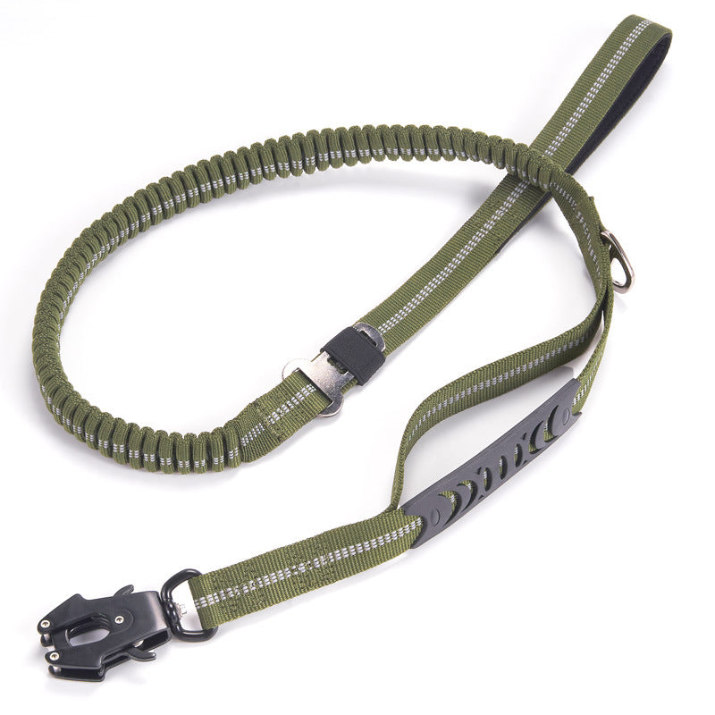 Heavy Duty Tactical Bungee Dog Leash Reflective Shock Absorbing Leashes with Car Seatbelt