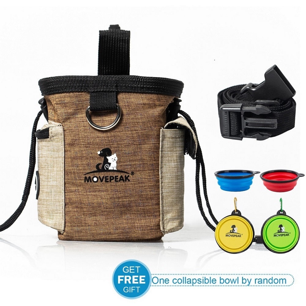 Outdoor Dog Treat Bag Pet Dog Training Large Capacity Detachable Hands-Free Waist Bag