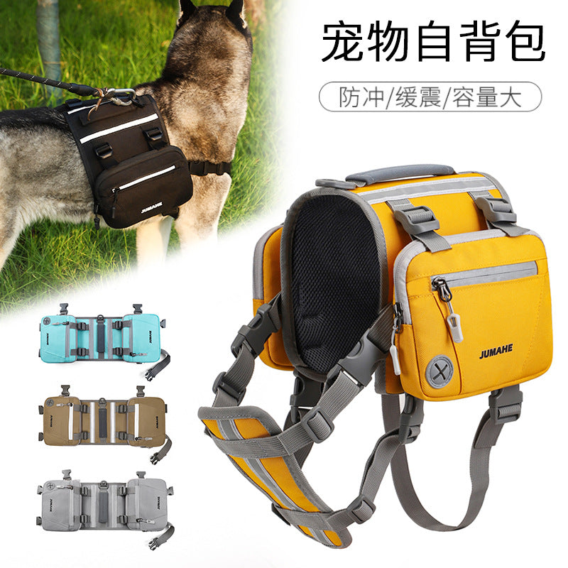 Outdoor Dog Backpack Dog Harness Adjustable Waterproof Reflective Hiking Dog Saddlebag Backpack