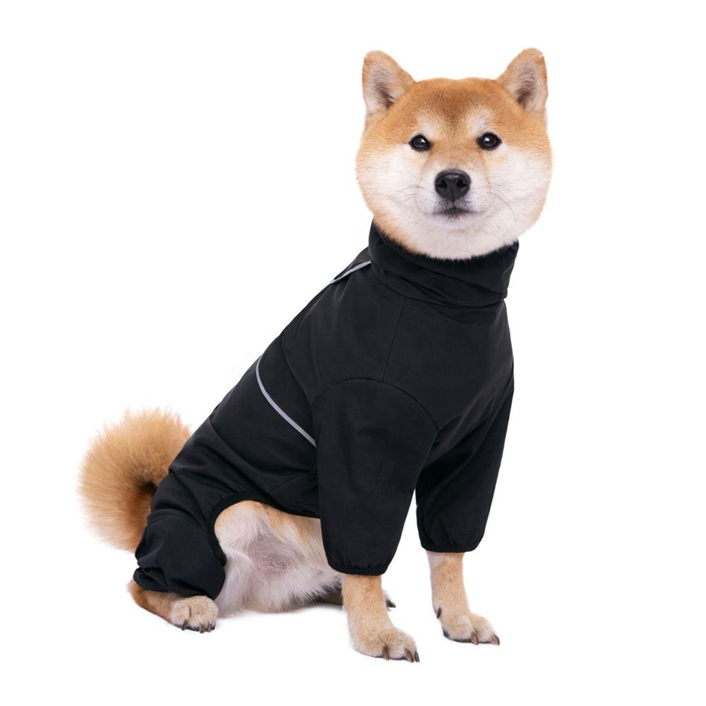 Outdoor Reflective Line Safety Four Legs Big Dog Clothes Waterproof Dog Raincoat