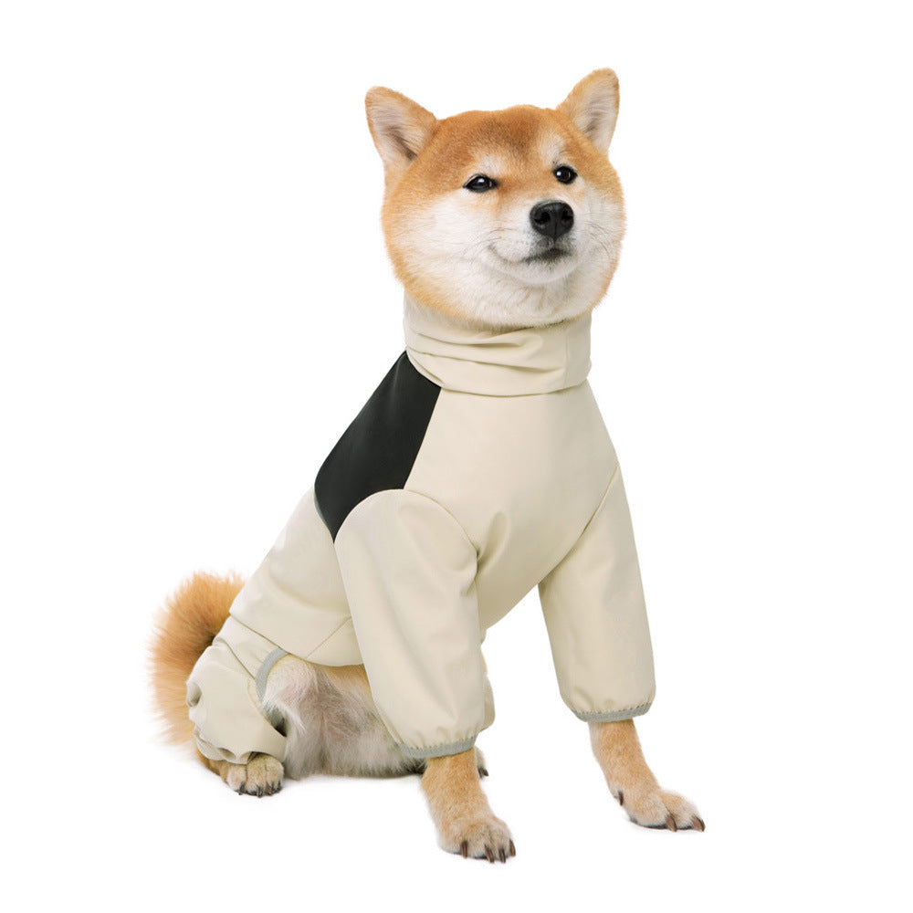 Outdoor Reflective Line Safety Four Legs Big Dog Clothes Waterproof Dog Raincoat