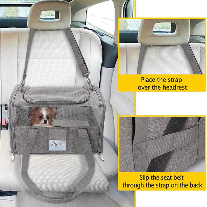 Pet Carrier Bags Transport Bag With Locking Safety Zippers Portable Outdoor Travel Handbag