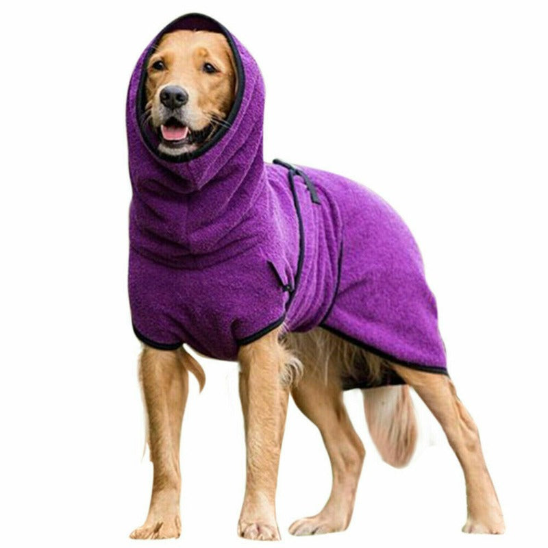 Pets Dog Hooded Bathrobe Towelling Drying Robe