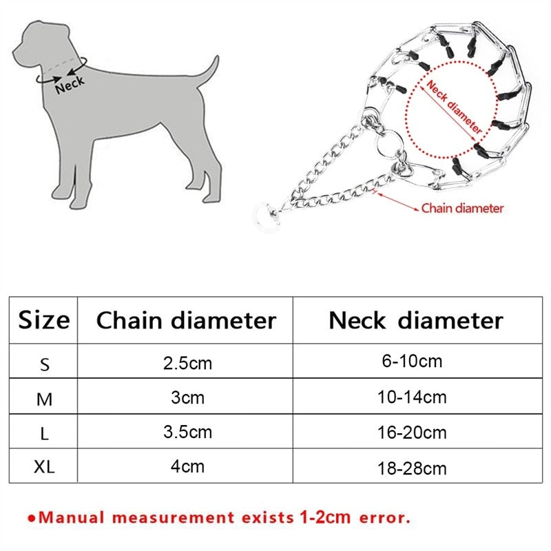 Pinch Dog Training Collar With Comfort Rubber Tips Detachable Stainless Steel Collar