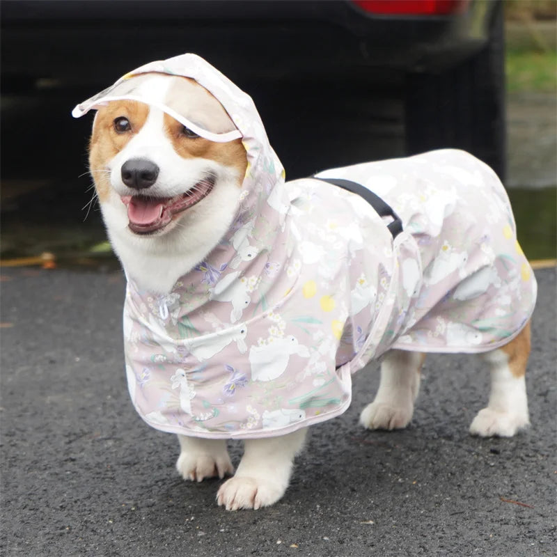 Dog Raincoat Waterproof Soft PU Breathable Dog Rain Jacket With Hood
