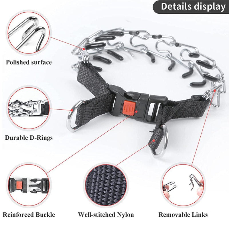 Adjustable Detachable Links Stainless Steel Metal Dog Prong Collar