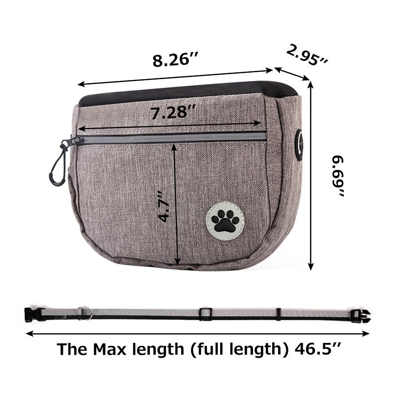 Outdoor Dog Treat Bag Pet Dog Training Large Capacity Detachable Hands-Free Waist Bag