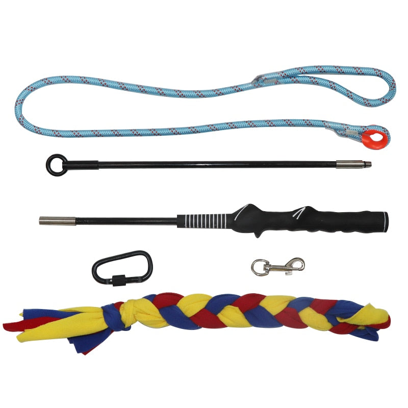 Interactive Flirt Pole Toy for Dogs Chase and Tug of War,Durable Teaser Wand with Pet Fleece Rope Tether Lure Toy to Outdoor Exercise & Training for Small Medium Large Dogs