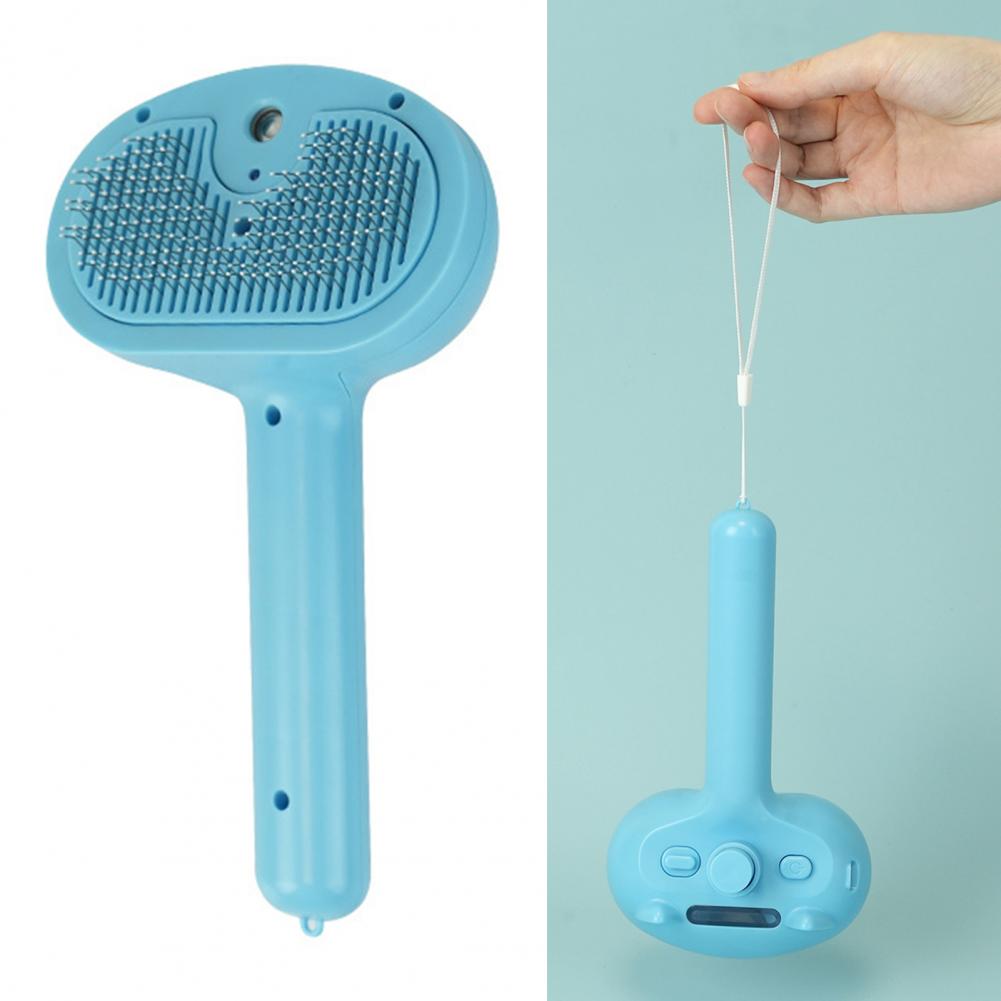 Steamy Cat Brush Non-slip Handle Cat Bath Brush Steel Needle Comb