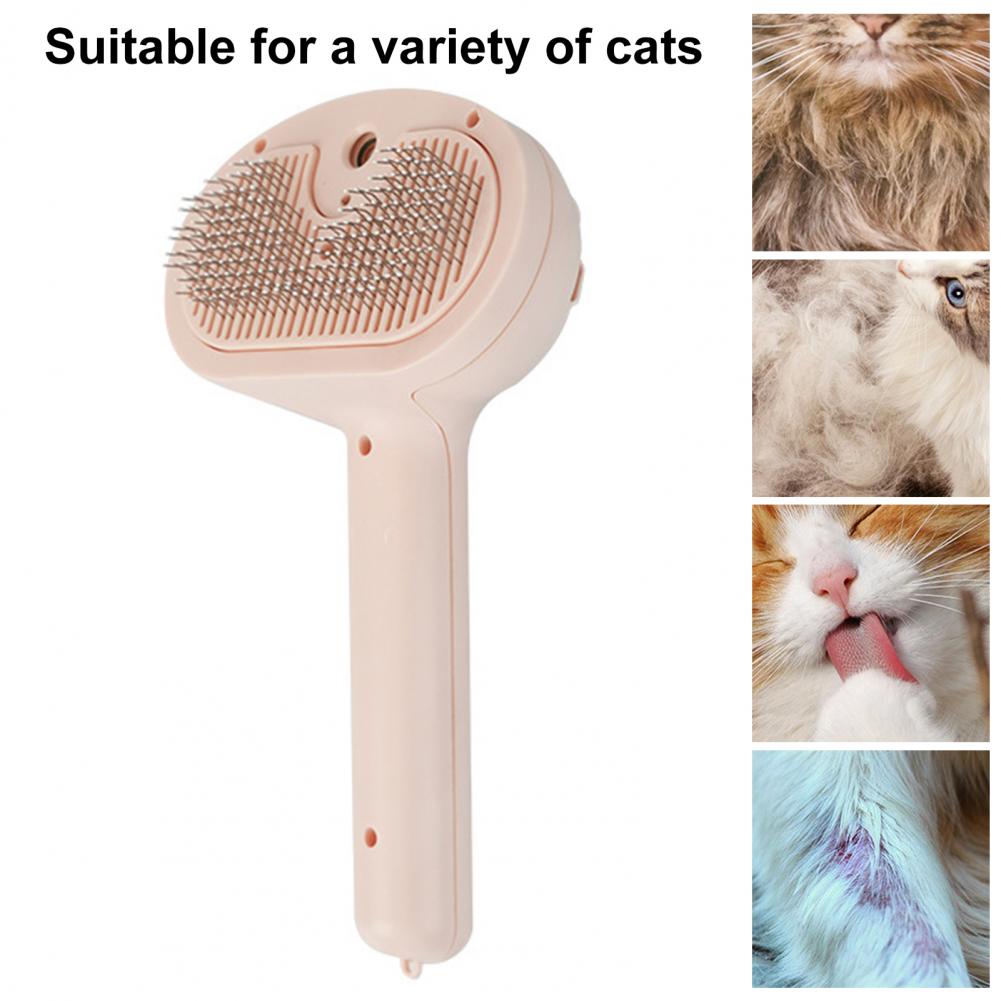 Steamy Cat Brush Non-slip Handle Cat Bath Brush Steel Needle Comb