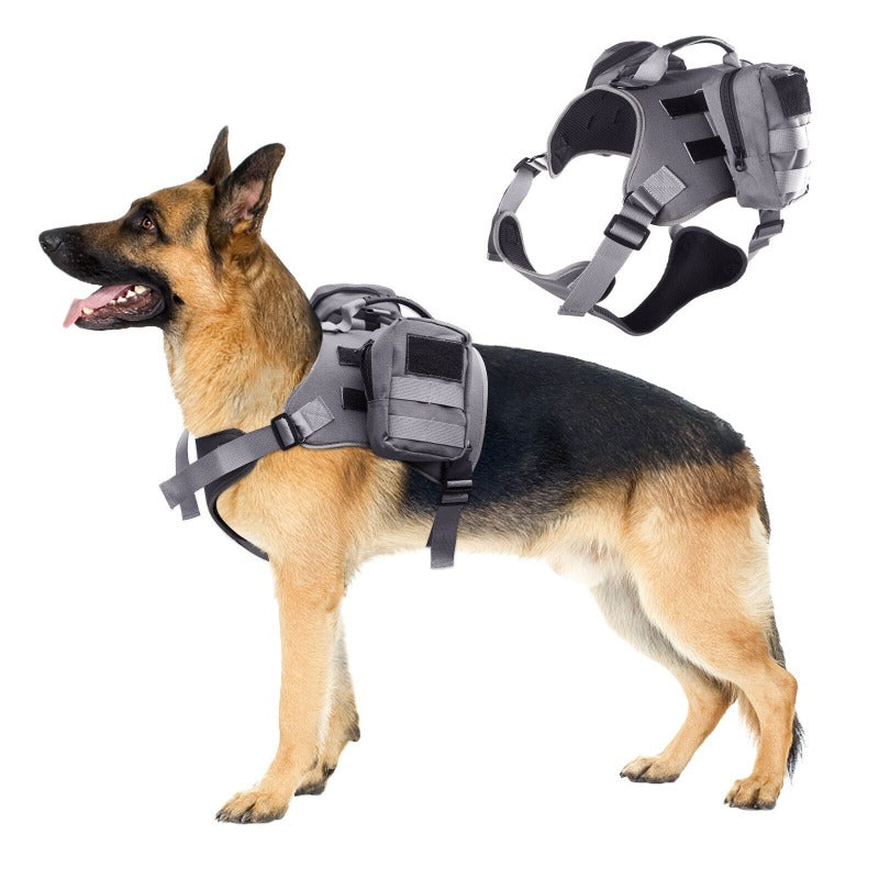 Tactical Dog Harness Nylon Adjustable Reflective Dog Harness With Handle And 2 Pouches