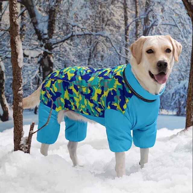 Waterproof Large Dog Jackets Warm Fleece Pet Dog Coat Reflective Dog Jumpsuit