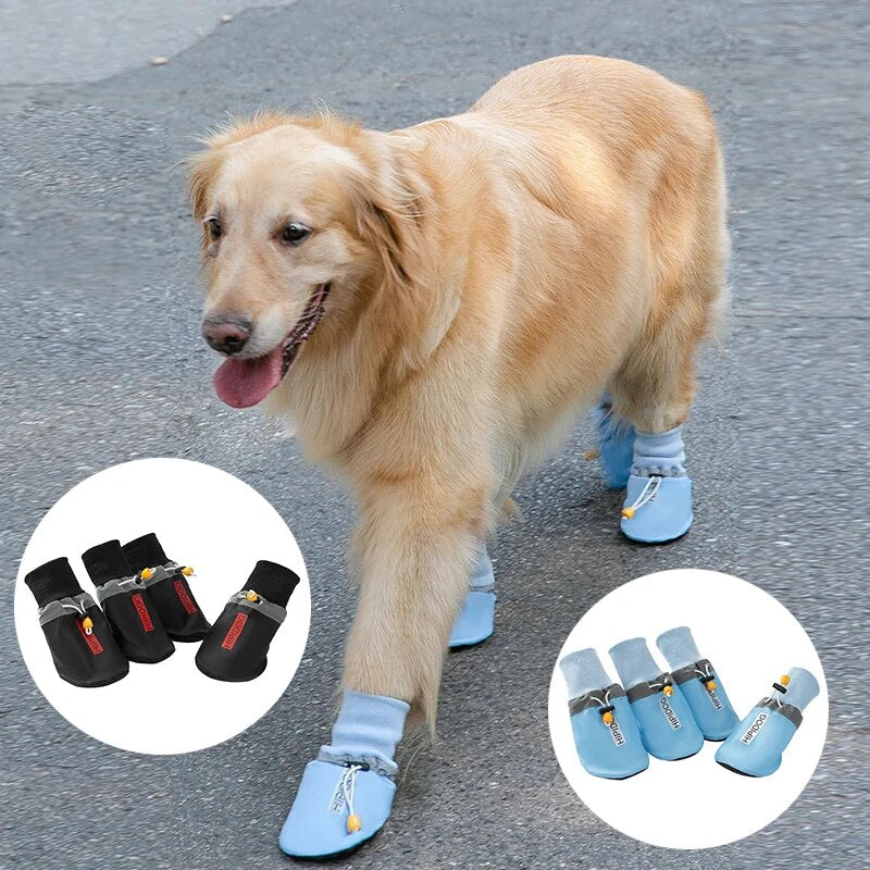 4pcs Set Waterproof Lightweight Pet Dog Shoes Anti-slip Daily Booties Footwear