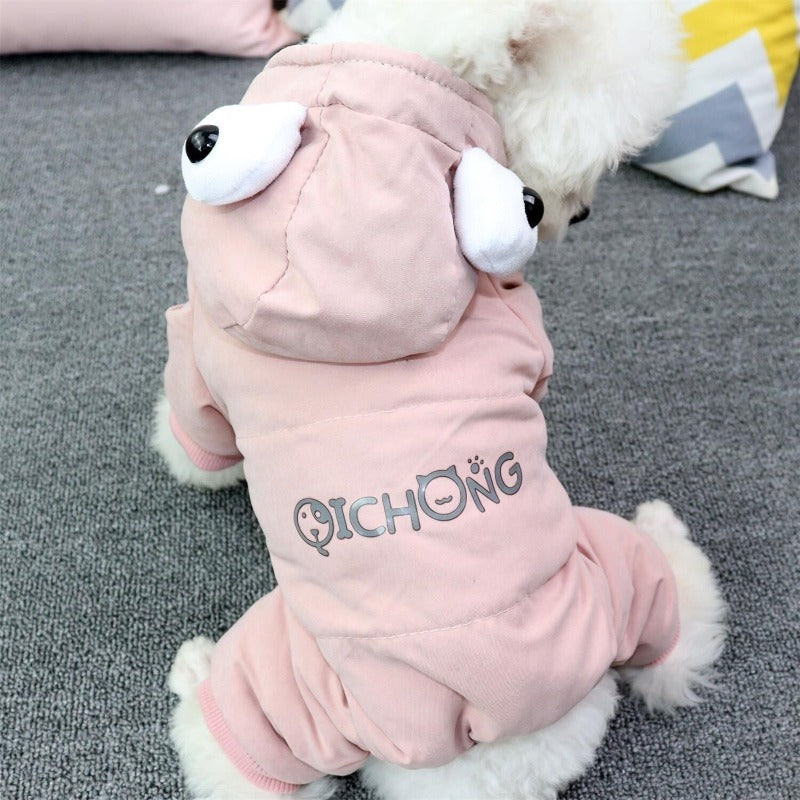 Winter Dog Clothes Warm Fleece Pet Jumpsuits Fashion Solid Pet Clothing