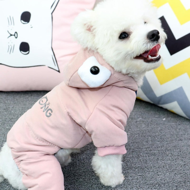 Winter Dog Clothes Warm Fleece Pet Jumpsuits Fashion Solid Pet Clothing