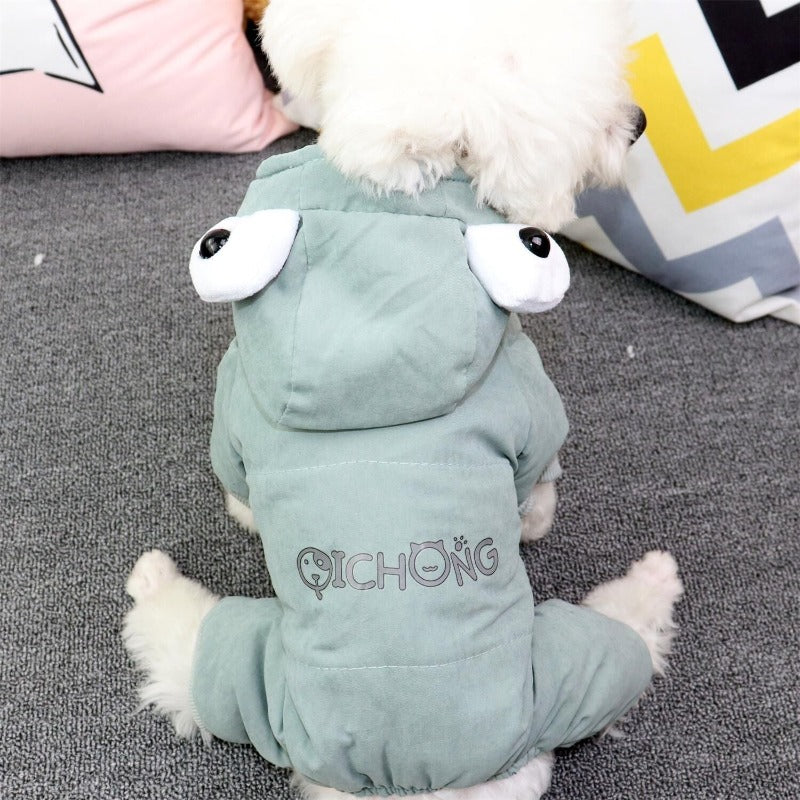 Winter Dog Clothes Warm Fleece Pet Jumpsuits Fashion Solid Pet Clothing