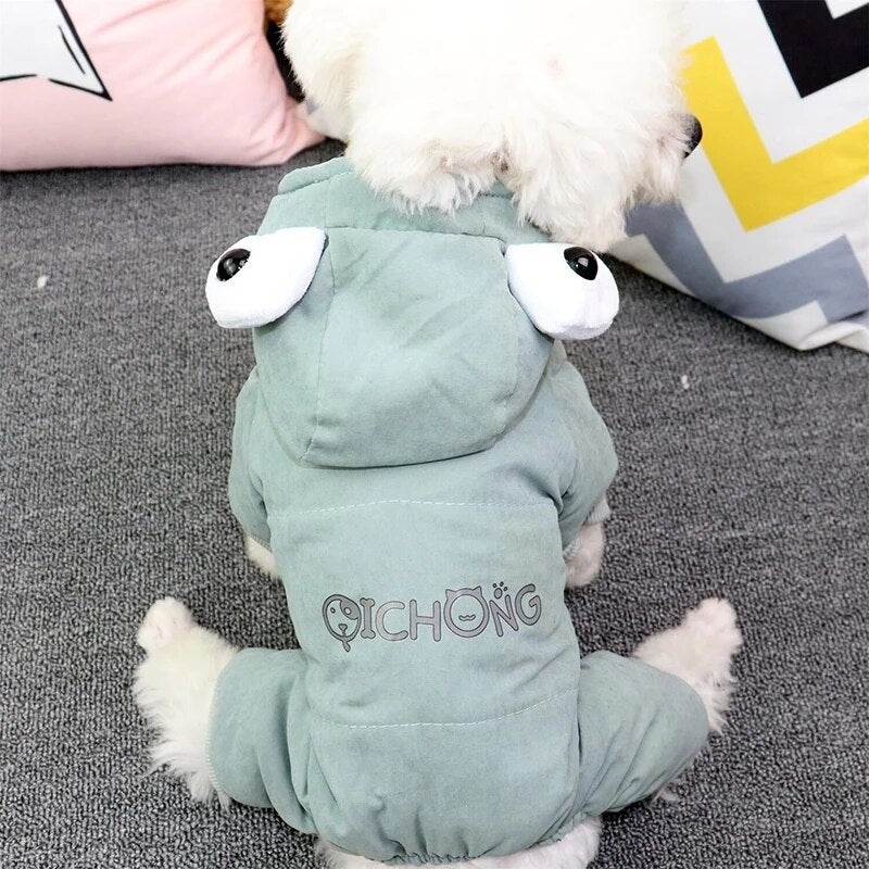 Winter Dog Clothes Warm Fleece Pet Jumpsuits Fashion Solid Pet Clothing